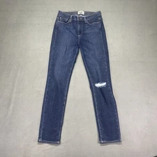 Paige Womens Hoxton Crop Rollup Jeans Electra Blue 28 Distressed Boho Mid Rise