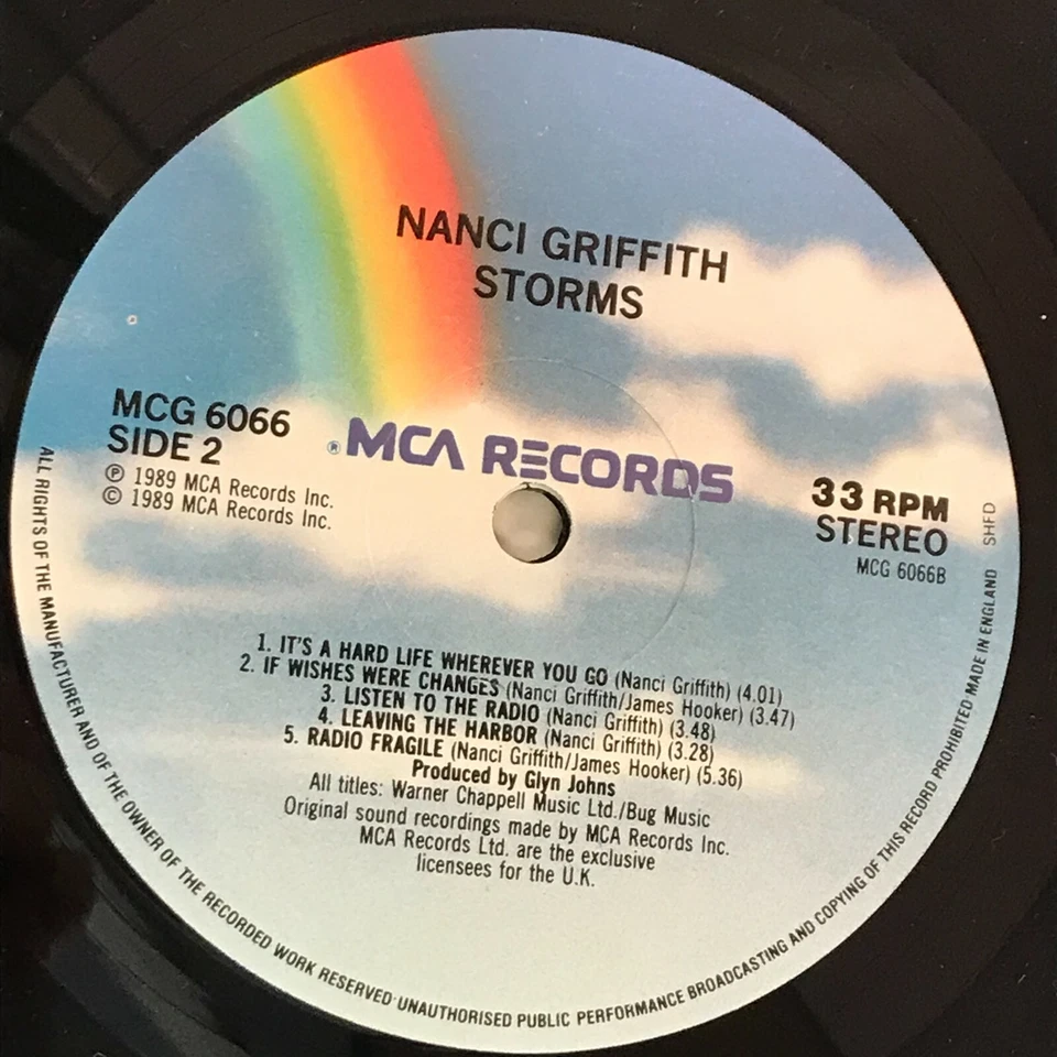 NANCI GRIFFITH Storms 1989 UK vinyl LP Albert Lee Phil Everly original Nancy - Image 3 of 4