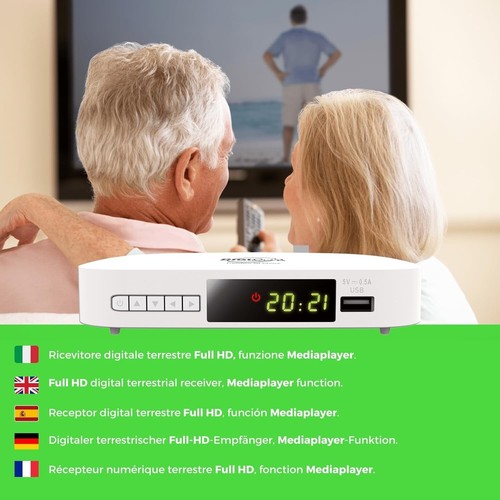 Digiquest Digitale Terrestre, XJ, DVB-T2, con doppio telecomando, Bianco - Afbeelding 2 van 8