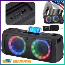 Dual 6.5" Boombox Portable Party Speaker With Shoulder Strap TWS/USB/TF/AUX/LED