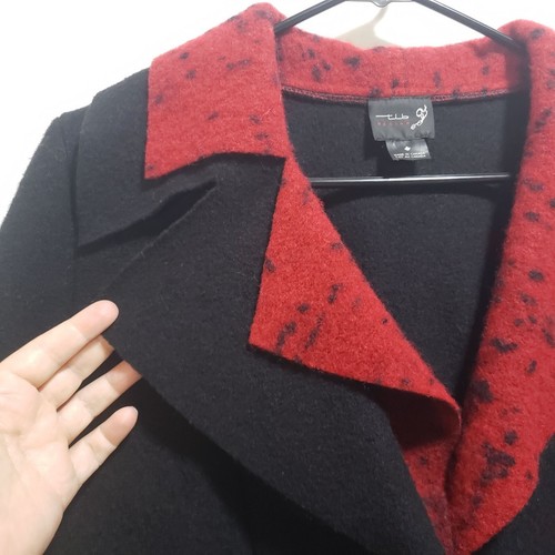 Blazer Tib Design Fieltro Lana Negro Rojo Arte para Usar Chaqueta Montreal Boho XS - Imagen 7 de 16