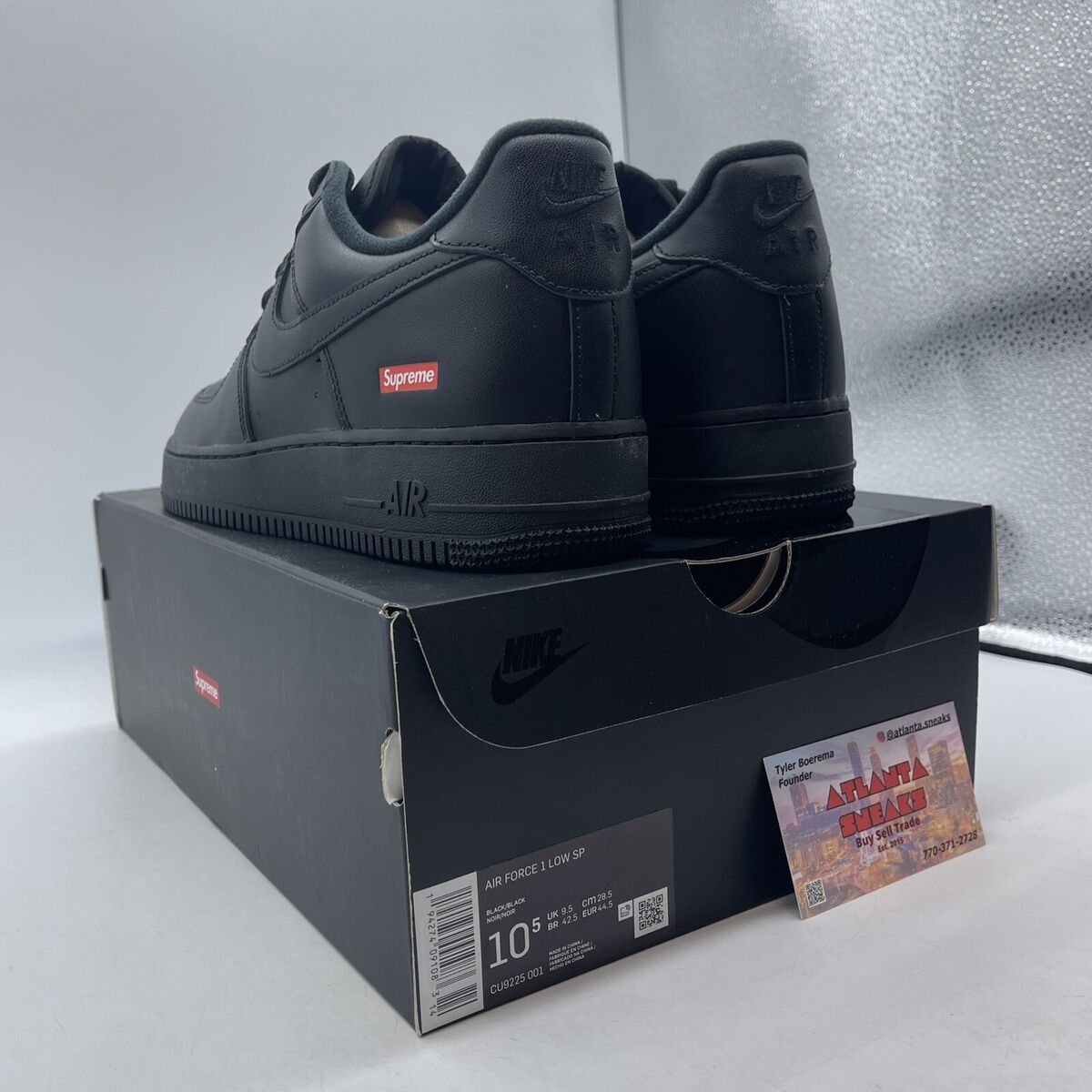 Size 10.5 - Nike Air Force 1 Low x Supreme Box Logo Black Size 10.5 - Nike Air Force 1 Low x Supreme Box Logo Black