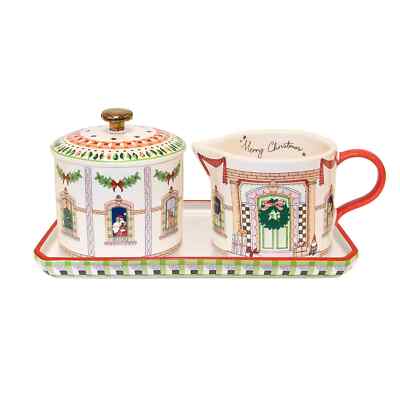 New Cath Kidston Christmas Dolls House Sugar & Milk Jug Set Spice Village Theme