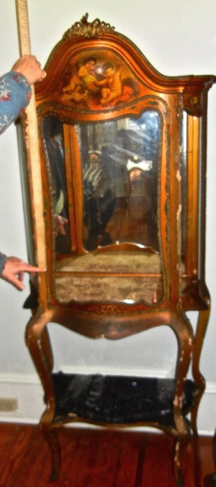  Vernis Martin Vitrina Curio Gabinete Francés Cupido Pintura siglo XIX Foto 2 de 4
