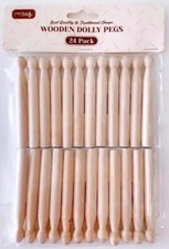 Traditional Wooden Dolly Pegs Laundry Washing Clothes Line Crafts Pack of 24