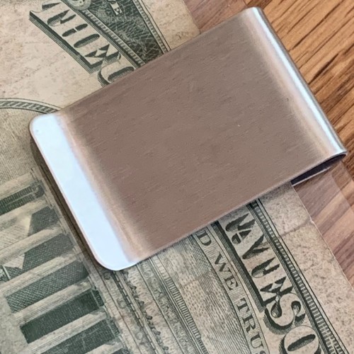 Engraved Heart Stainless Steel Money Clip with 1963 $5 Five Dollar Bill - Picture 6 of 8