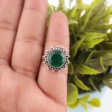Green Onyx Gemstone 925 Sterling Silver Ethnic Jewelry Ring Gift For Girlfriend