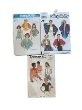 Vintage Lot of 3 Simplicity & Butterick Top, Shirt, Jacket & Blouse Patterns