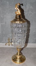 ANCIENNE FONTAINE DES ANNEES 70 EN CRISTAL ET METAL DORÉ DAUPHIN