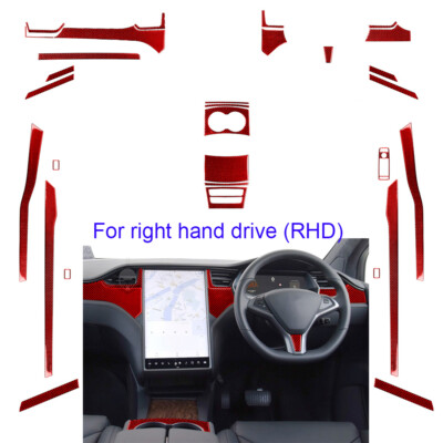 Kits for Tesla Model X 2016-20 S 12-20 RHD Interior Full Set Trim Redd Carbon×30