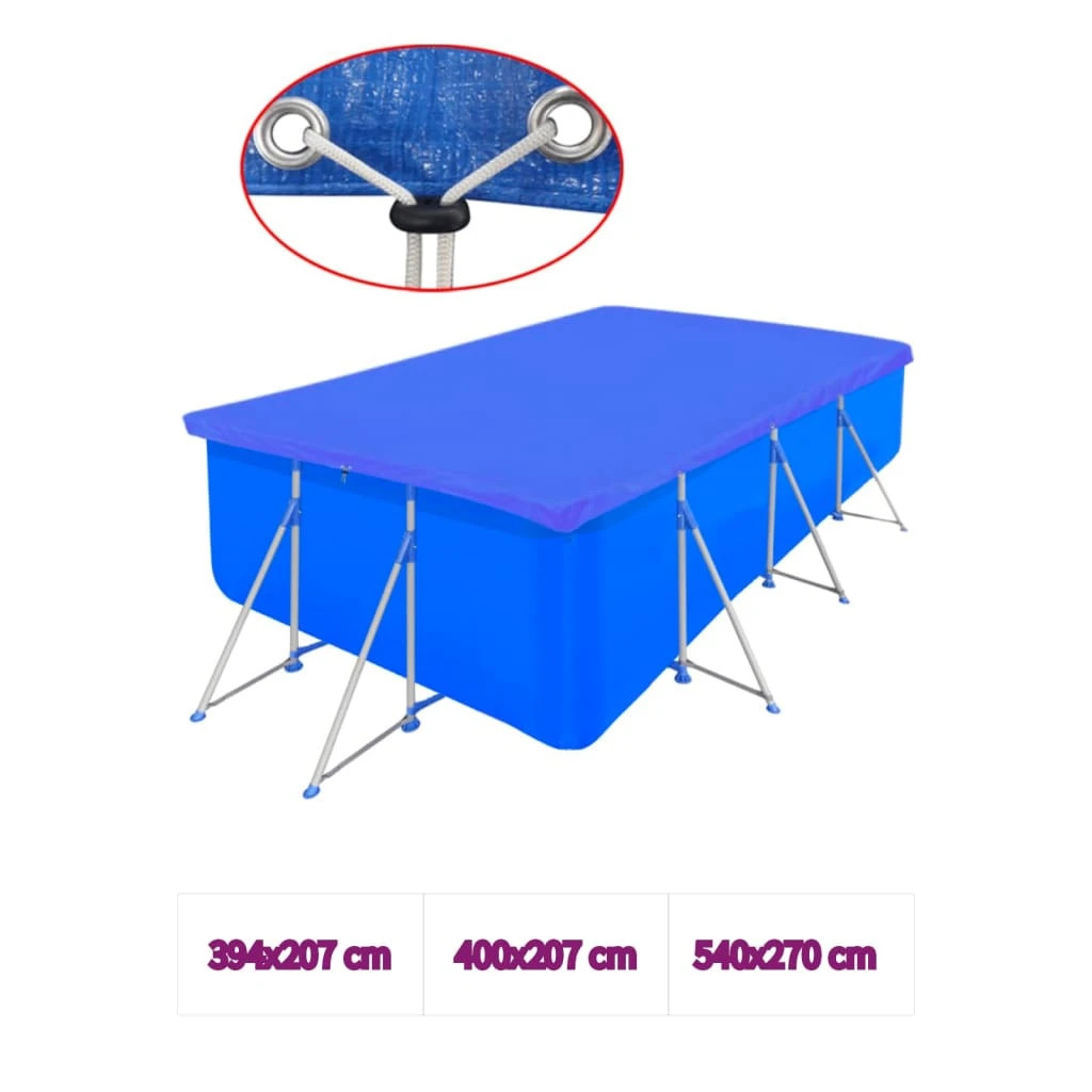 Vidaxl 1/2X Cubierta Piscina Rectangular Pe Azul Toldo Multitamaño
