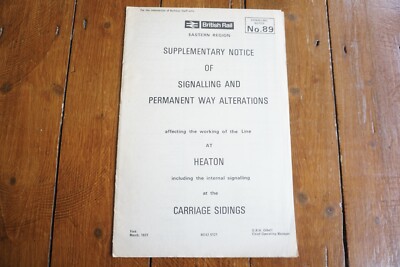 1977 Heaton Stellwerk Eisenbahn Signalplan Hinweis Karte Eastern Region