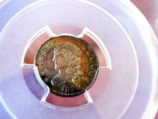 1829 HALF DIME MONSTER RAINBOW GEM BU WOW COIN PREMIUM RARE COIN