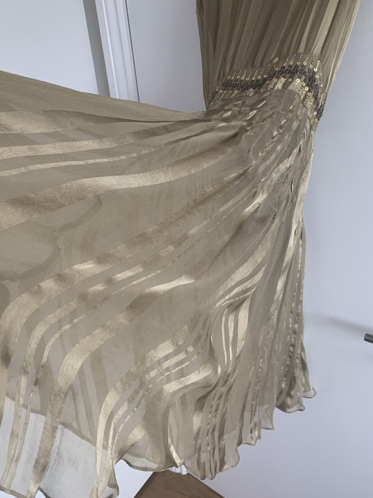 Massimo Dutti Gold Dress with sequin belt Size 8 image 8