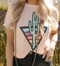 Rowdy crowd clothing women’s desert cactus tee size small 