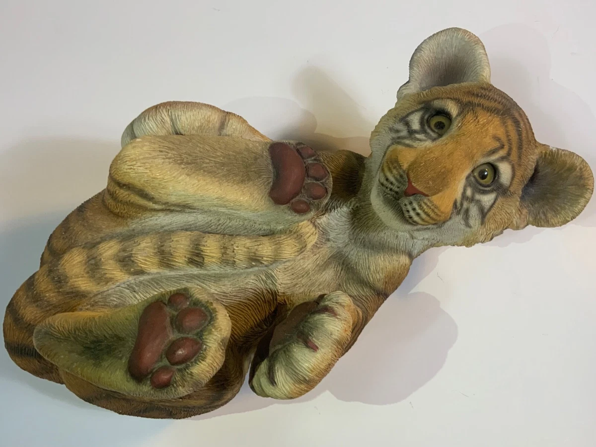 Tiger Cub 16” Sculpture Sandicast Playing Lying On Back J851 1991