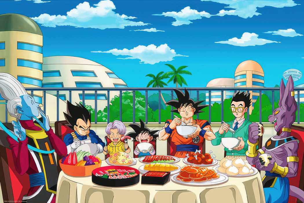 DragonBall Super Anime Poster - Goku & Friends Dinner Scene 36x24 Inches
