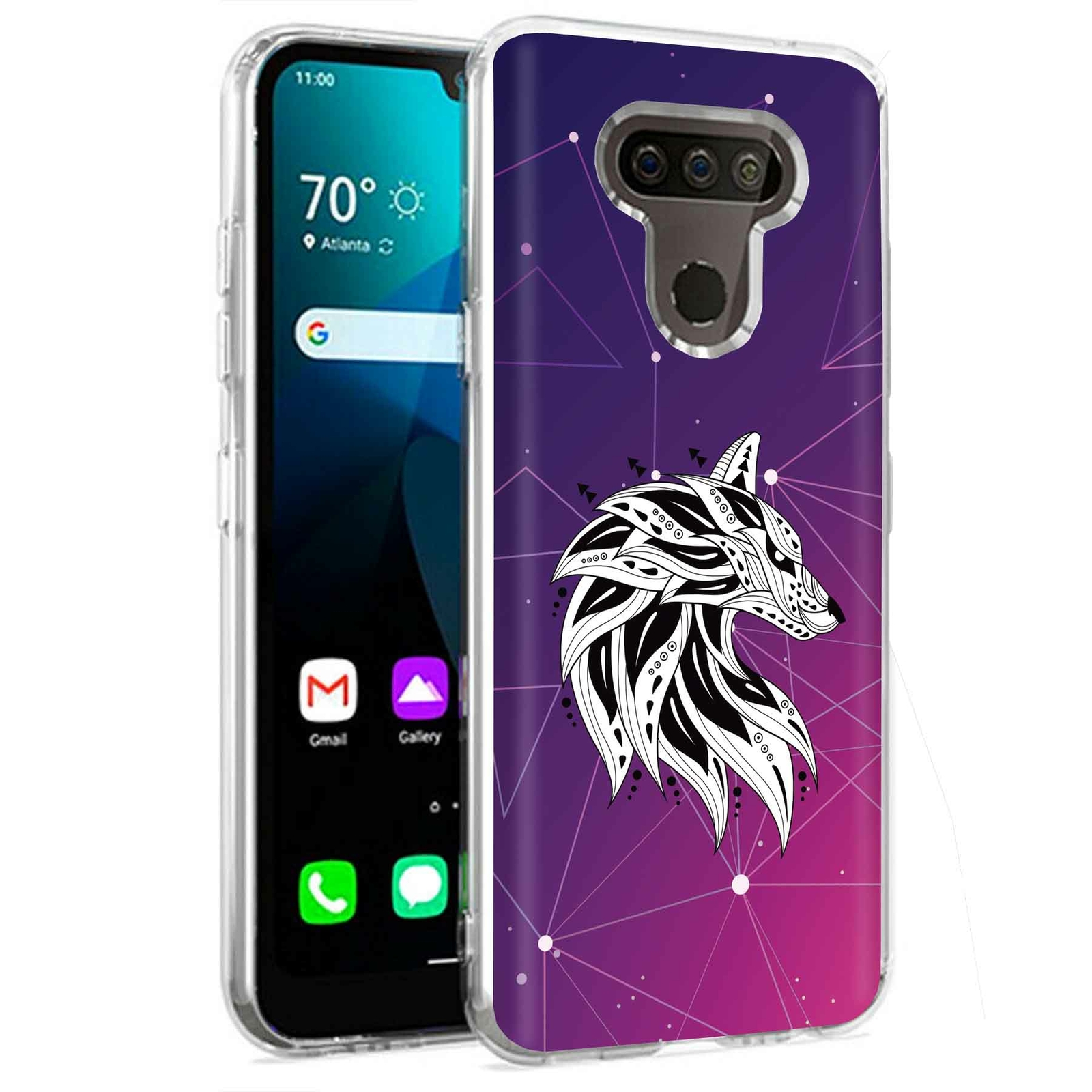 Phone Case for LG Harmony 4,Xpression Plus 3,K40S, Wolf Star Sky Print
