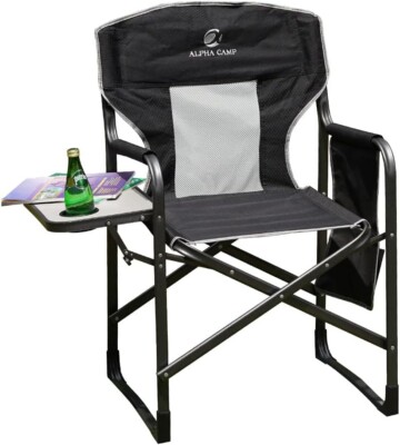 Folding Camping Chair Director Chair Heavy Duty Portable Chairs with Side  Table