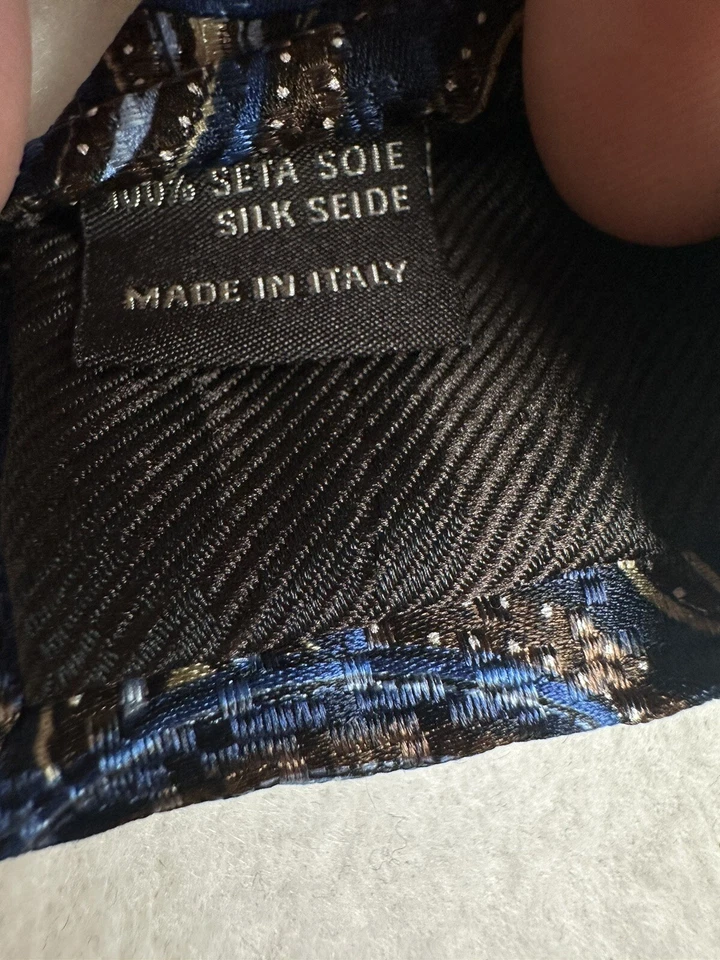Corbata Canali Para Hombres 100% Seda Italia Diseñador Paisley Azul Paisley 58"x3.5" Foto 2 de 4