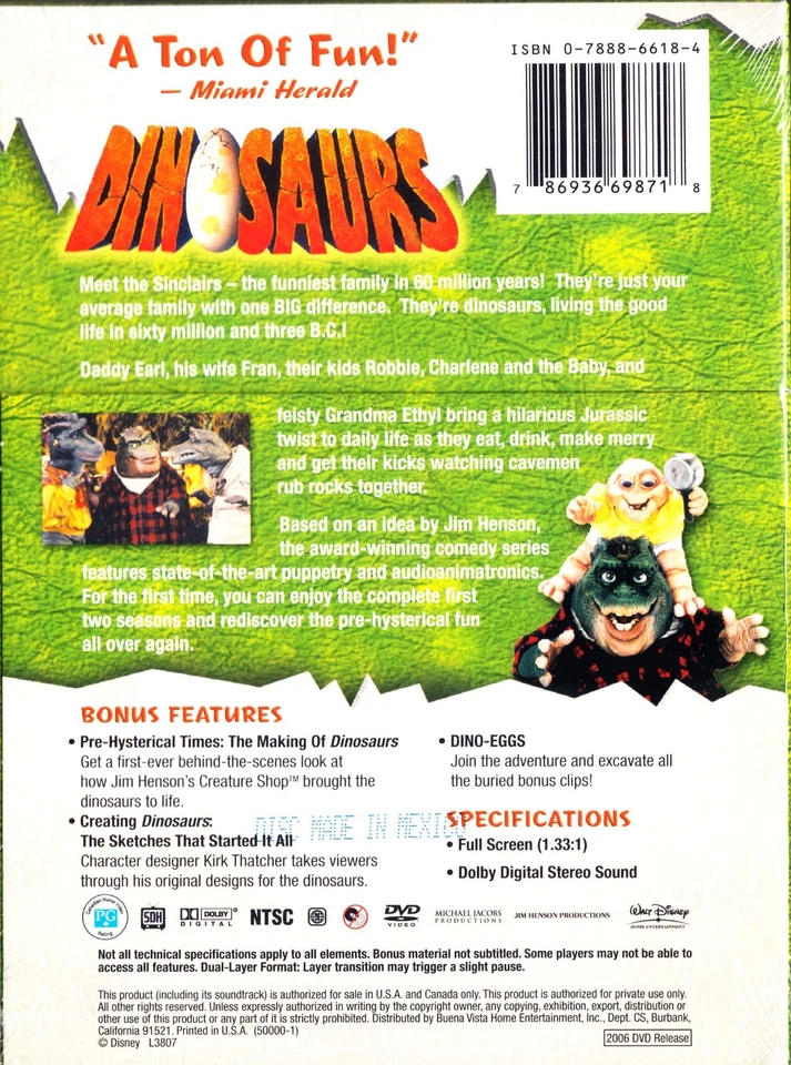 DINOSAURS COMPLETE SERIES SEASONS 1-4 JIM HENSON 8 DISC SET DVD REGION 1 - Image 2 of 3