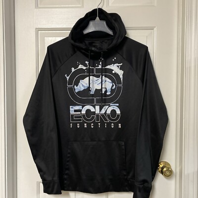Ecko Function Graphic Pullover Hoodie Sweatshirt Black Mens Size L