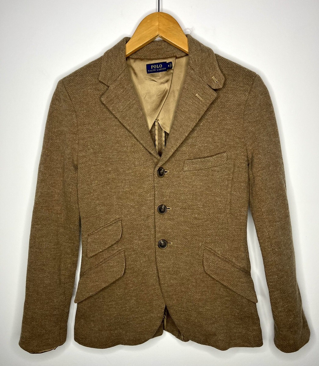 【PORTERNA】Lauren Tweed Jacket $398 Polo Ralph Lauren 4 Brown Tweed Blazer Jacket RRL