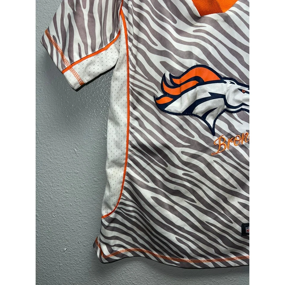 Camiseta para mujer Peyton Manning Denver Broncos NFL Fútbol Tigre Rayas Top M Foto 4 de 4