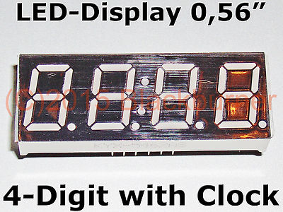 1, 2, 5 Stck. LED-Display 4Digit 7Segment 0,56'' +Clock 12pin Common Cathode Rot