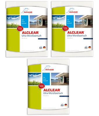 3x ALCLEAR Ultra-Microfasertuch Fenstertuch 40x45cm Fenster Glas Reinigungstuch 