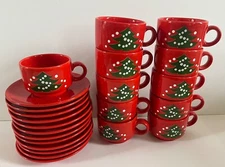 New Waechtersbach Christmas Tree Cups & Saucers