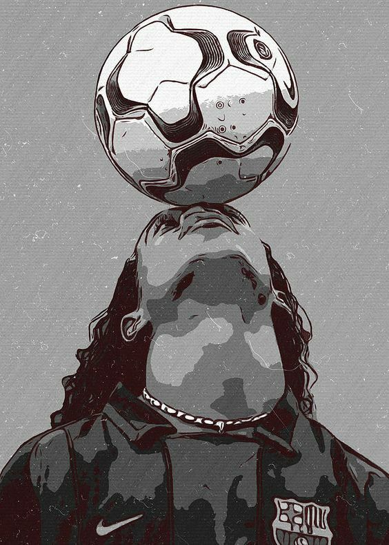 Tableau d'art Ronaldinho 50x70 cm premium imprimé sur toile de lin fine