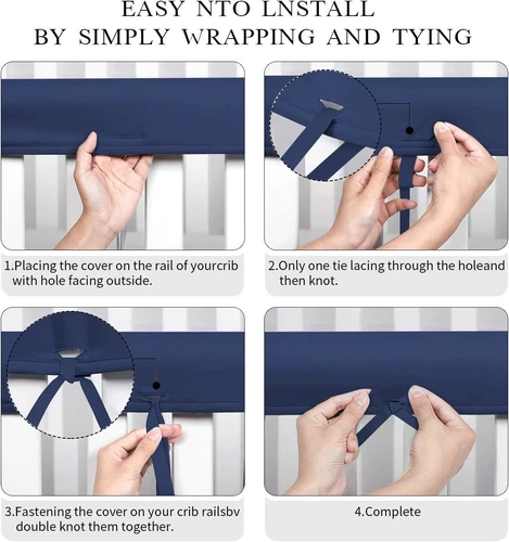 4 piezas cubiertas de riel para cuna de bebé dentición anti masticación borde suave para cuna estándar BU - Imagen 3 de 9