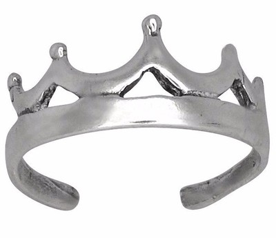 Sterling Silver Crown, Royal Toe Ring adjustable size Made