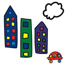 Silly City Vehicals Town Buildings Todd Parr 25 Wallies Wall Border Decals Stick