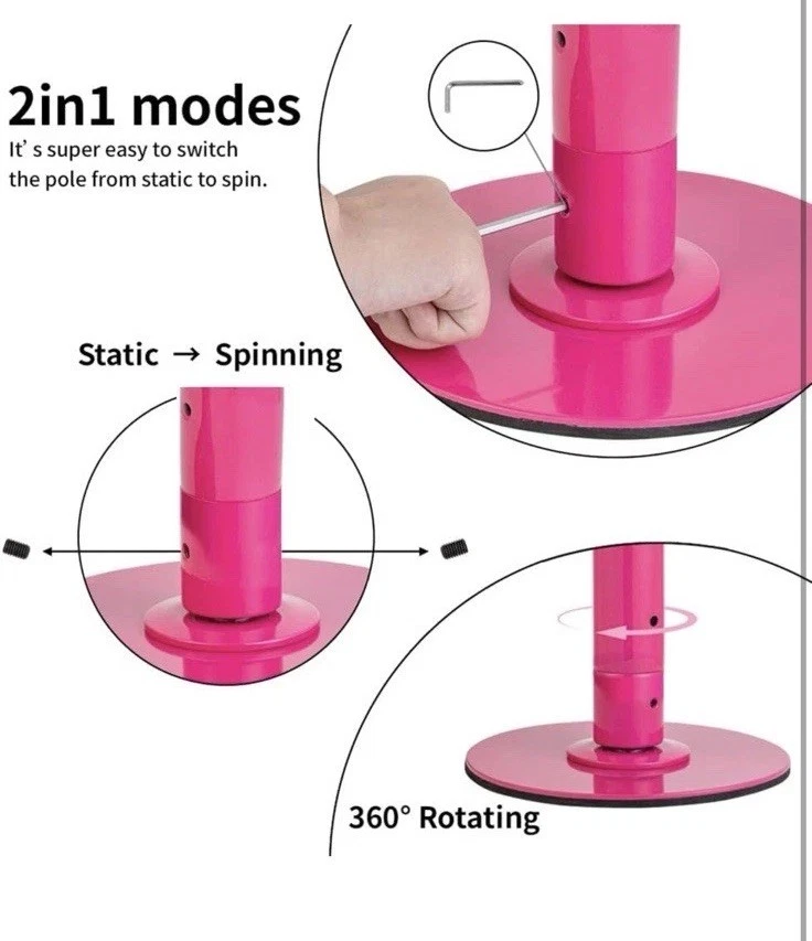 Polo de Baile 45MM-PREMIUM Resistente 360° Giratorio Portátil Polo de Baile Nuevo Foto 3 de 4