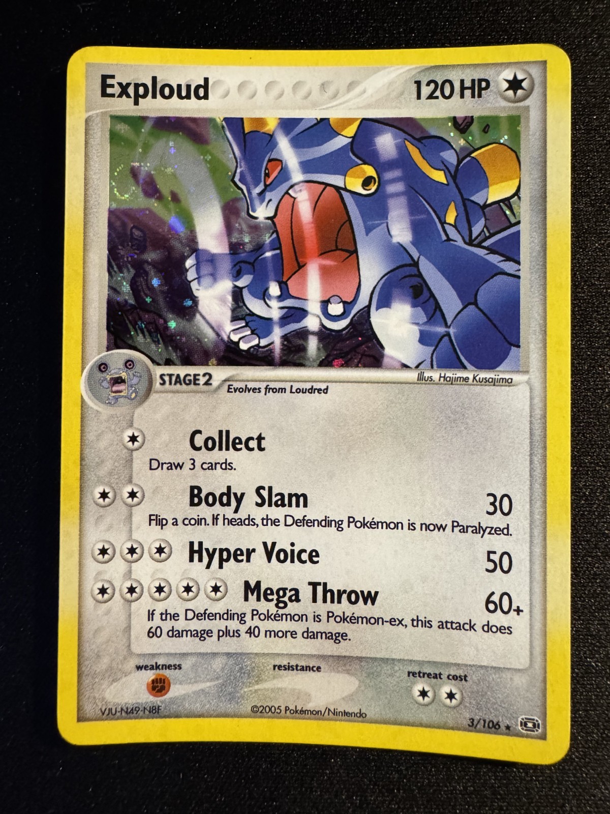Pokémon TCG Exploud 3/106 EX Emerald Holo Rare SWIRL 2005 English NM