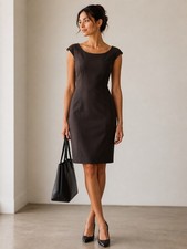 H&M Dark Gray Sheath Dress Size 8 Work Office Career Sleeveless Professional