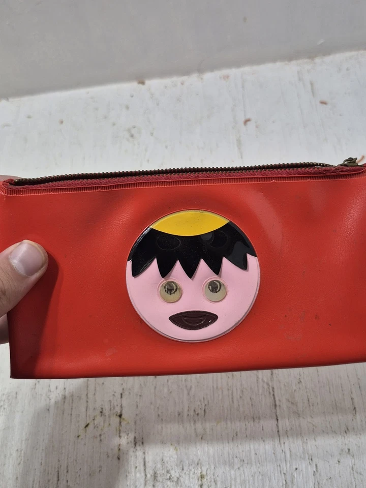 Винтажный виниловый пластиковый мерцающий бумажник с глазами на молнии японский ретро чехол для переноски - Изображение 2 из 4