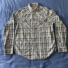 Levis Shirt Mens Medium Pearl Snap Button Country Western Cowboy Plaid Check