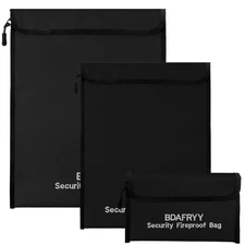 3 Pack 2000°F Fireproof Document Bag Money Pouch Portable Files Bag for Cash