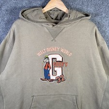 Vintage Disney Hoodie Mens 2XL Green 90s Walt Disney World Goofy Cartoon Mickey
