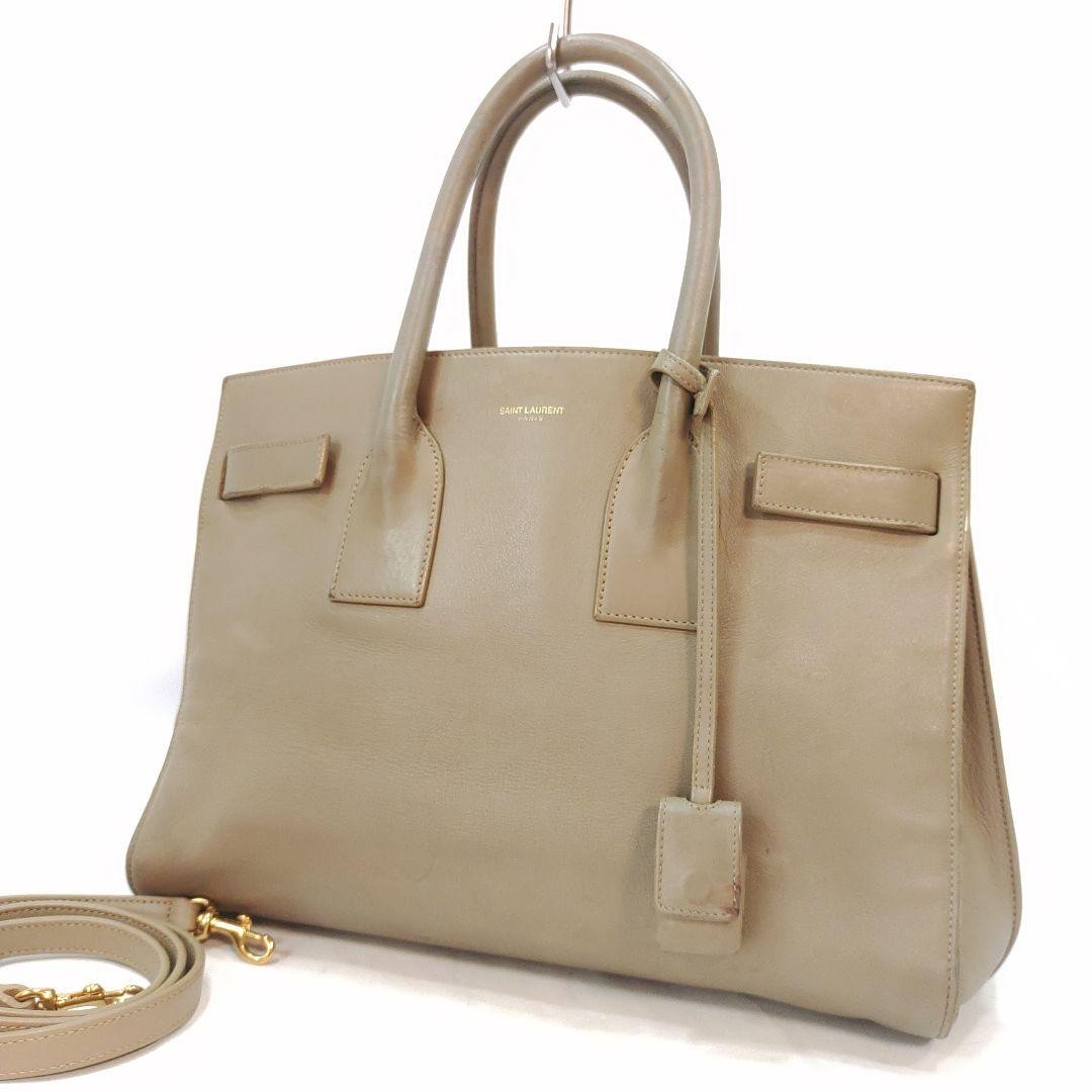 Saint Laurent Sac De Jour Beige Leather 2-Way Shoulder Bag