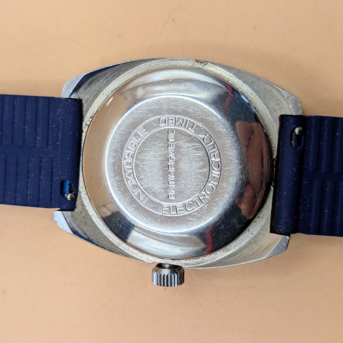 Rare Vintage Ruhla Digital Jump Hour Watch. Made in GDR. Blue Dial