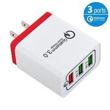 3-Port USB Wall Charger USB Fast Quick Charge QC 3.0 Power Adapter Plug US Lot