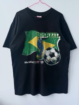 #ad Vintage 1994 World Cup USA Brazil T Shirt Nutmeg Mills XL Single Stitch Soccer $129.99