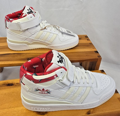 Adidas Forum Mid TM W COLAB w/ Thebe Magugu Floral Red White Womens 8 New w Tags