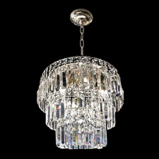 Tiered Round Crystal Chandelier Chrome 16”