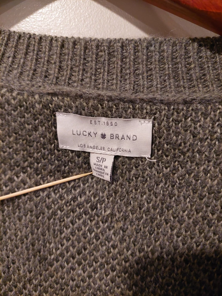 Suéter Lucky Brand Mujer Pequeño Verde Camuflaje Mezcla Lana Botón Cárdigan Años 90 Y2K Foto 2 de 4