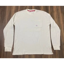 Men TOPO Designs crewneck waffle knit thermal cotton long sleeve t-shirt, M